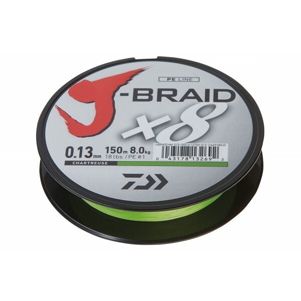 J-Braid X8 0,13MM 8KG 150M CHARTREUSE