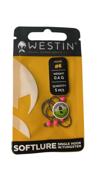 SOFTLURE SINGLE HOOK TUNGSTEN UV PINK #6 0,4G 5PCS