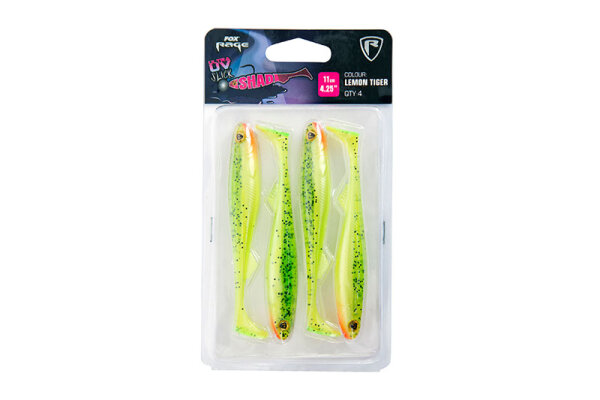 FOX RAGE SLICK SHAD ULTRA UV 11CM LEMONTIGER 4PCS
