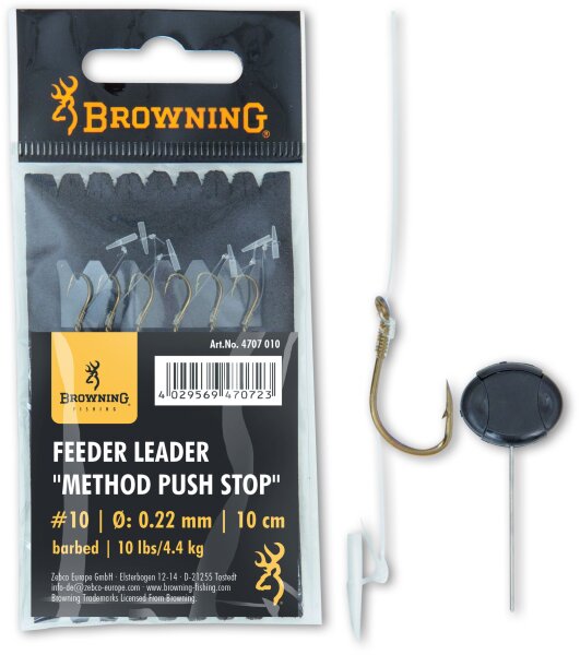 Browning #18 Feeder Leader Method Push Stop bronze 5lbs / 2,30kg Vorfach: 10cm