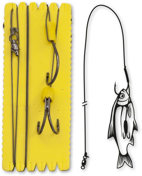 Black Cat #6/0 #3/0 Bouy and Boat Ghost Double Hook Rig L 100kg L: 1,40m 1 St&uuml;ck