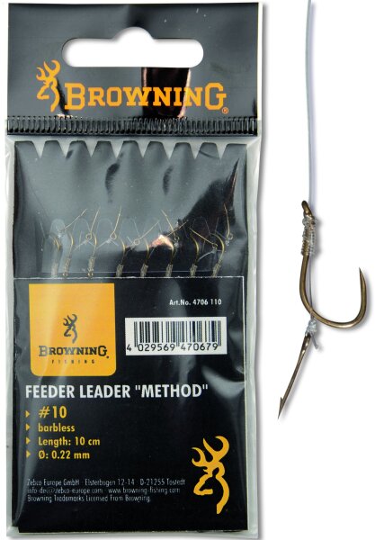 Browning Feeder Method Vorfachhaken mit Boilie-Nadel bronze Vorfach: 10cm